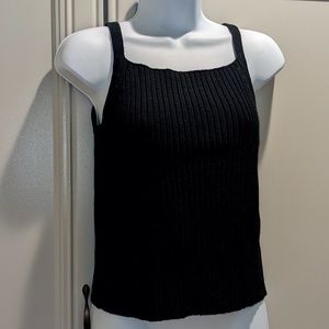 GAP Black Stretch Ribbed Knit Square Neck Sweater Tank Women's Size S VGUC